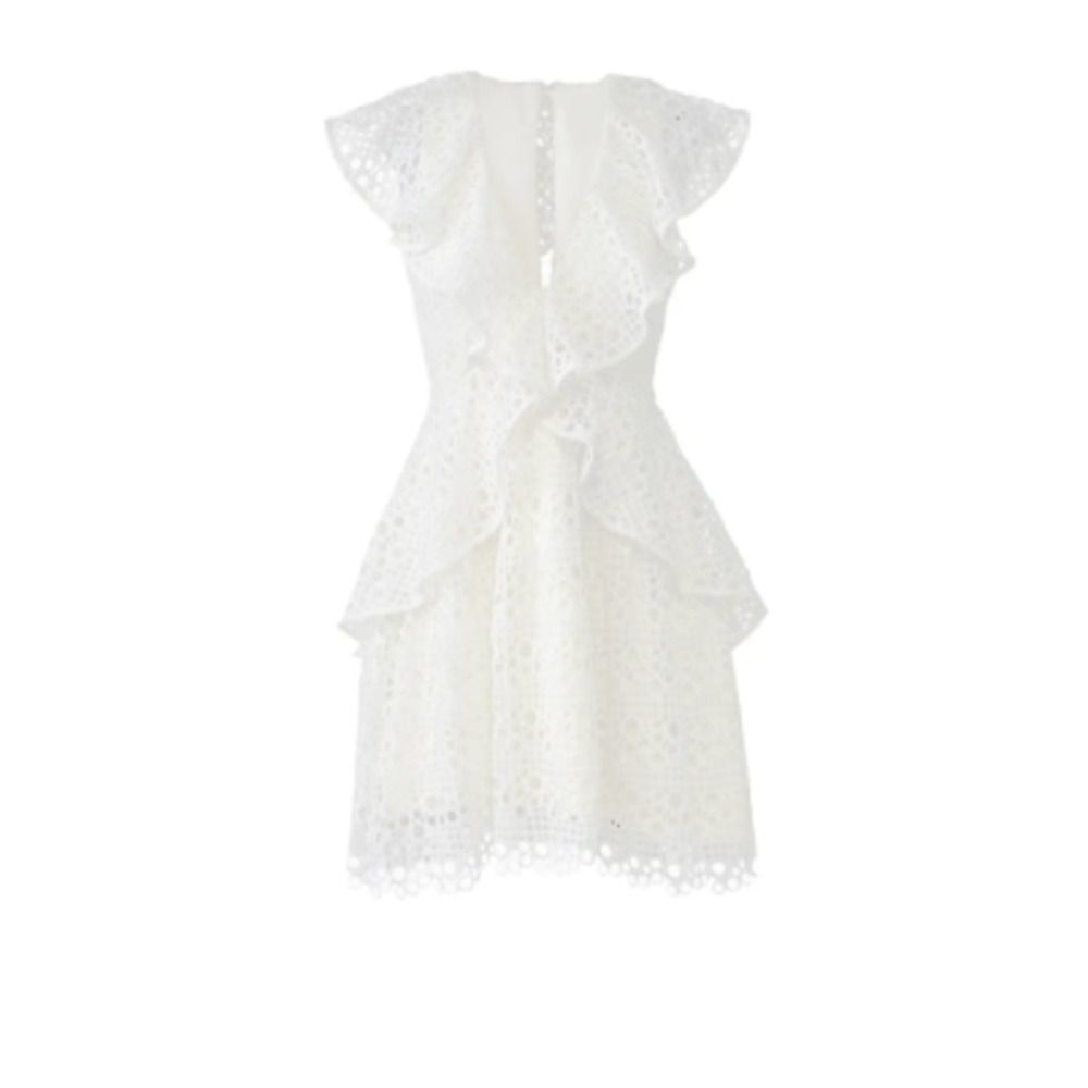 ELLIAT White Lace Mini Ruffle Interlude Style Mini Dress MEDIUM - Picture 4 of 12